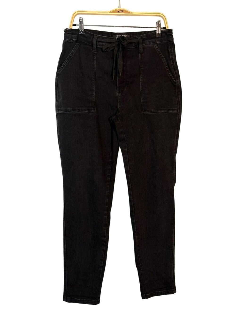 Judy Blue Black High-Waist Jogger Jeans With Drawstring Waist Size 13/31